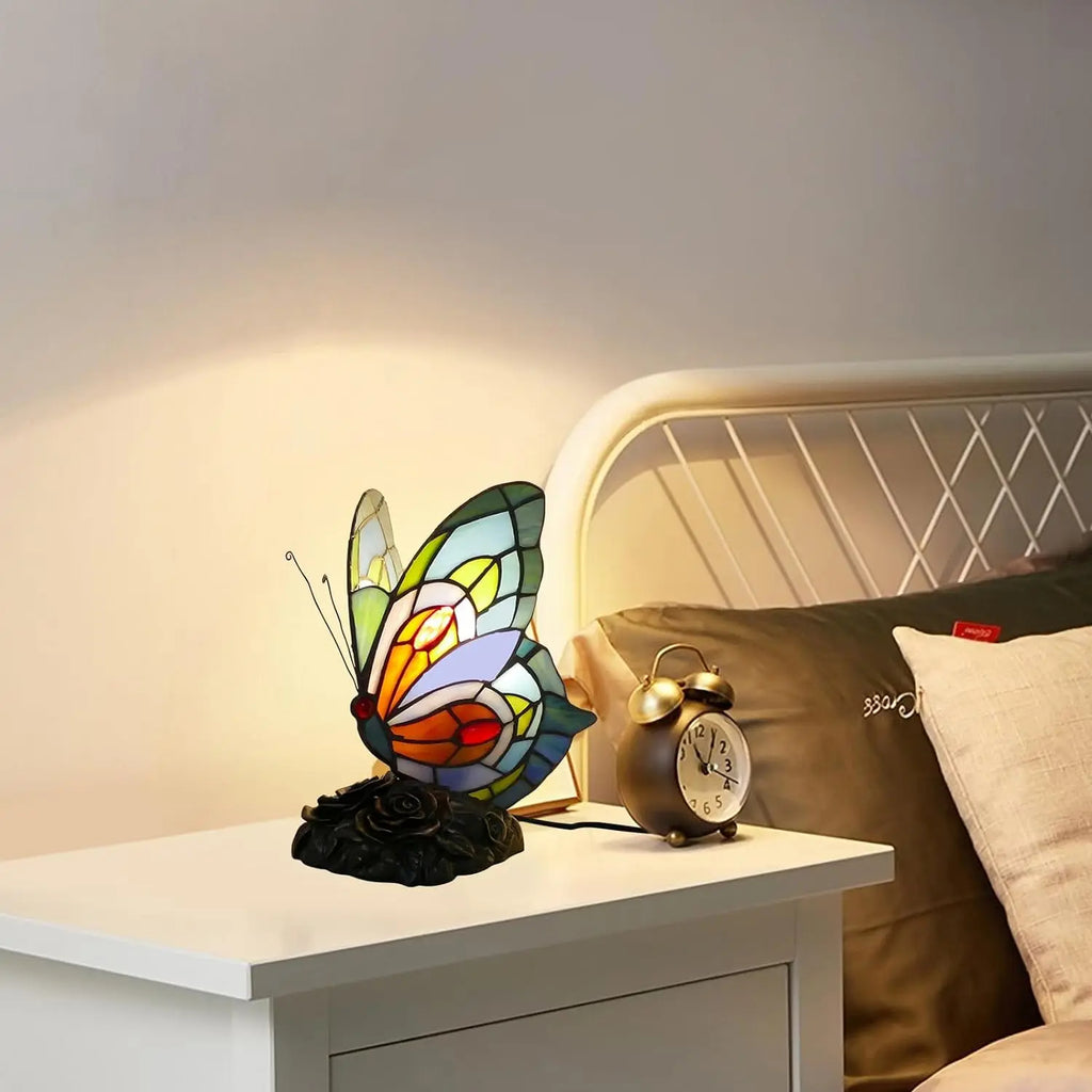Beautiful Butterfly Lamp Style Stained Glass Table Lamp