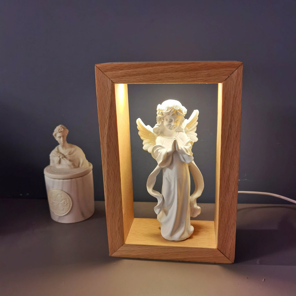 Resin Angel Statue Religious Night Light