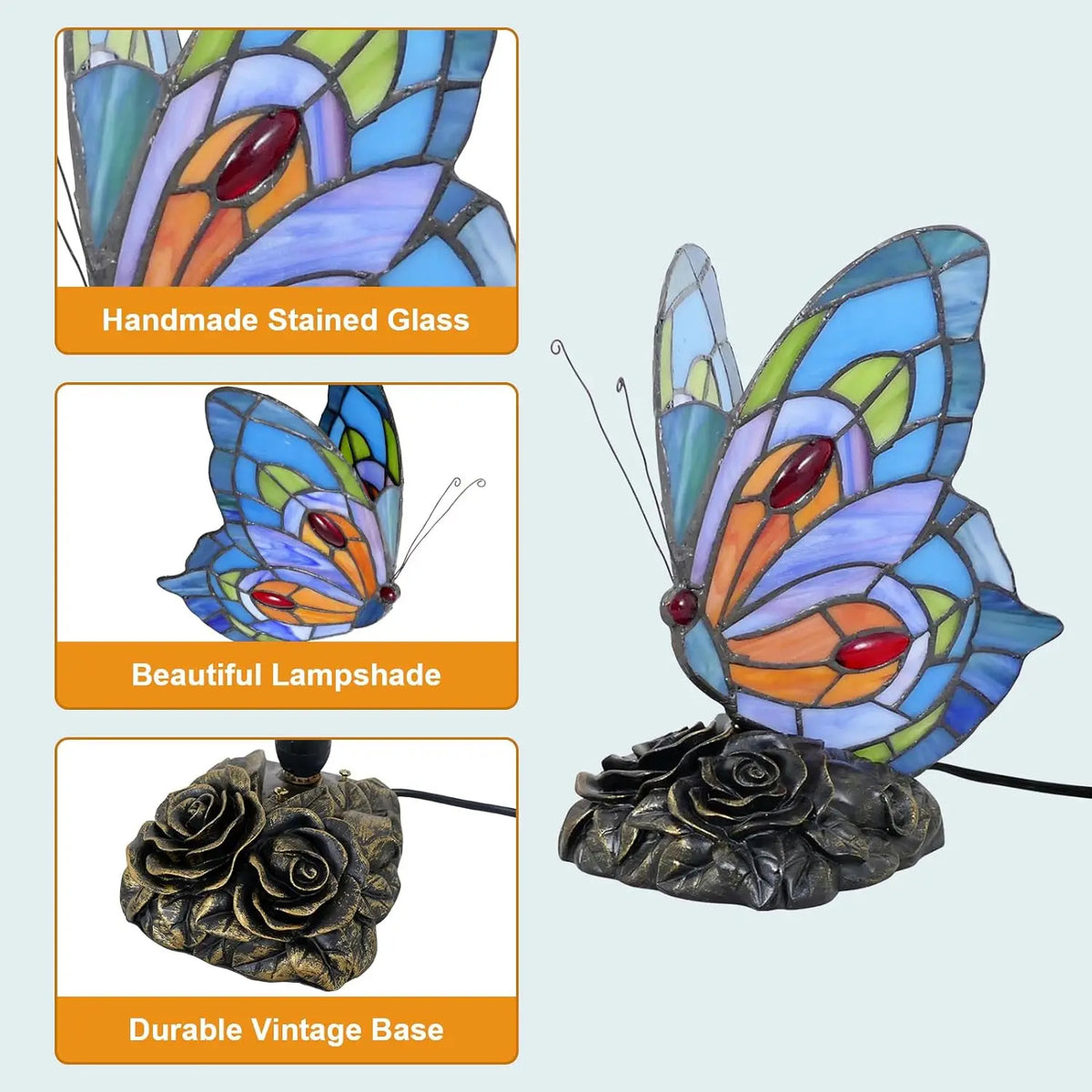 Beautiful Butterfly Lamp Style Stained Glass Table Lamp